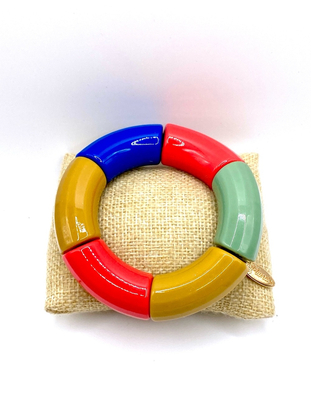 Plunder Bold Colorblock Chunky Stretch Bracelet - Blue, Red, Mint, Mustard